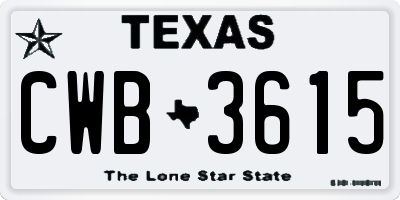 TX license plate CWB3615