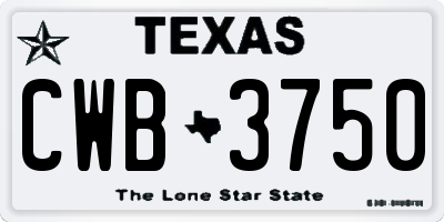 TX license plate CWB3750