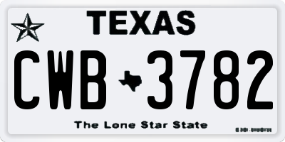 TX license plate CWB3782