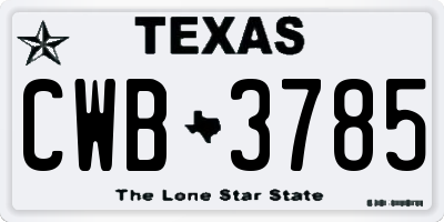 TX license plate CWB3785