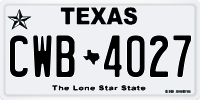 TX license plate CWB4027
