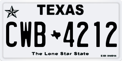 TX license plate CWB4212