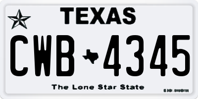 TX license plate CWB4345