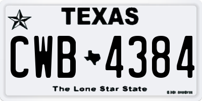 TX license plate CWB4384