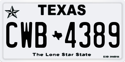 TX license plate CWB4389