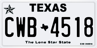 TX license plate CWB4518