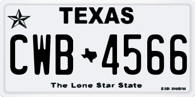 TX license plate CWB4566