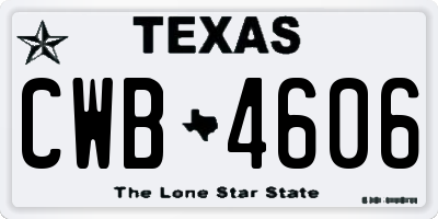 TX license plate CWB4606