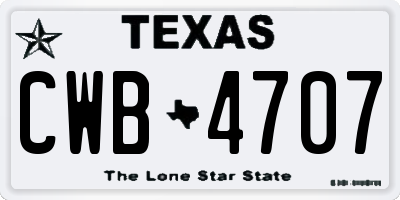 TX license plate CWB4707