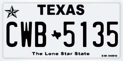 TX license plate CWB5135