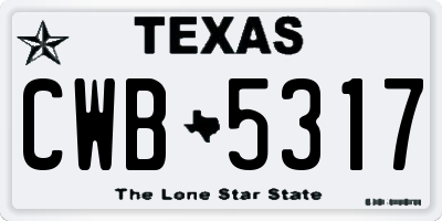 TX license plate CWB5317