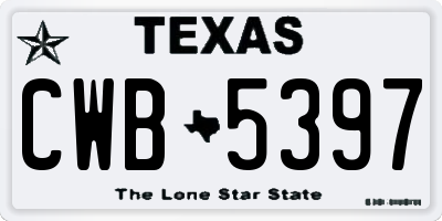 TX license plate CWB5397