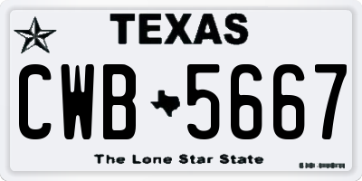 TX license plate CWB5667