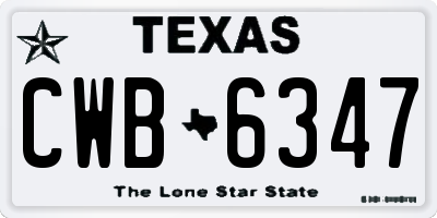 TX license plate CWB6347