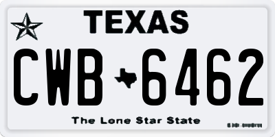 TX license plate CWB6462