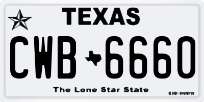 TX license plate CWB6660