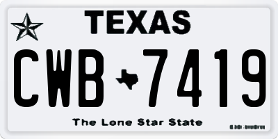 TX license plate CWB7419