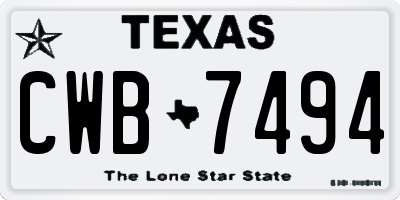 TX license plate CWB7494