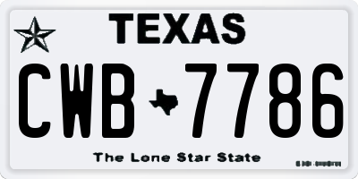 TX license plate CWB7786