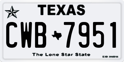 TX license plate CWB7951