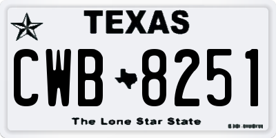 TX license plate CWB8251