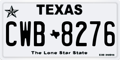 TX license plate CWB8276
