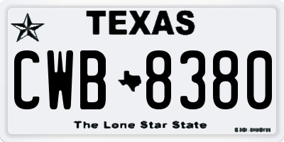 TX license plate CWB8380