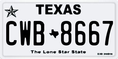 TX license plate CWB8667