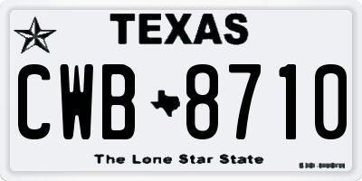 TX license plate CWB8710