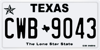 TX license plate CWB9043