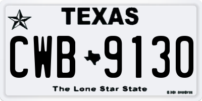 TX license plate CWB9130
