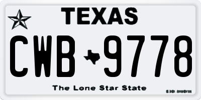 TX license plate CWB9778