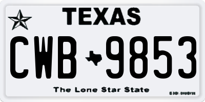 TX license plate CWB9853