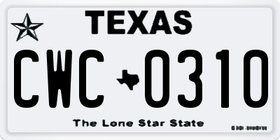 TX license plate CWC0310