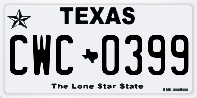 TX license plate CWC0399