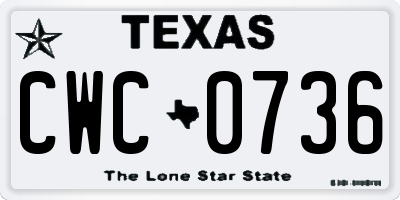 TX license plate CWC0736