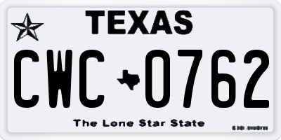 TX license plate CWC0762