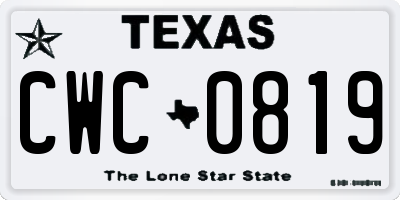 TX license plate CWC0819
