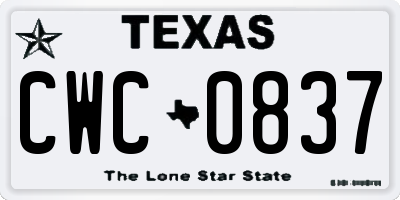 TX license plate CWC0837