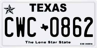 TX license plate CWC0862