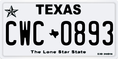 TX license plate CWC0893
