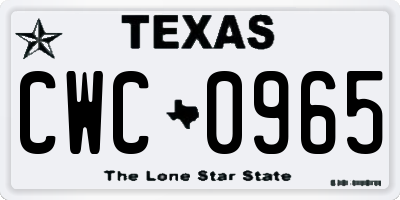 TX license plate CWC0965