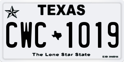 TX license plate CWC1019