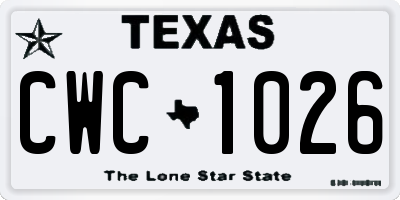 TX license plate CWC1026
