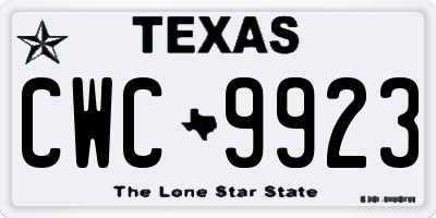 TX license plate CWC9923