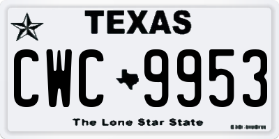 TX license plate CWC9953