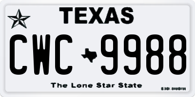 TX license plate CWC9988