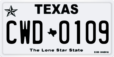 TX license plate CWD0109