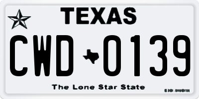 TX license plate CWD0139