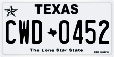 TX license plate CWD0452